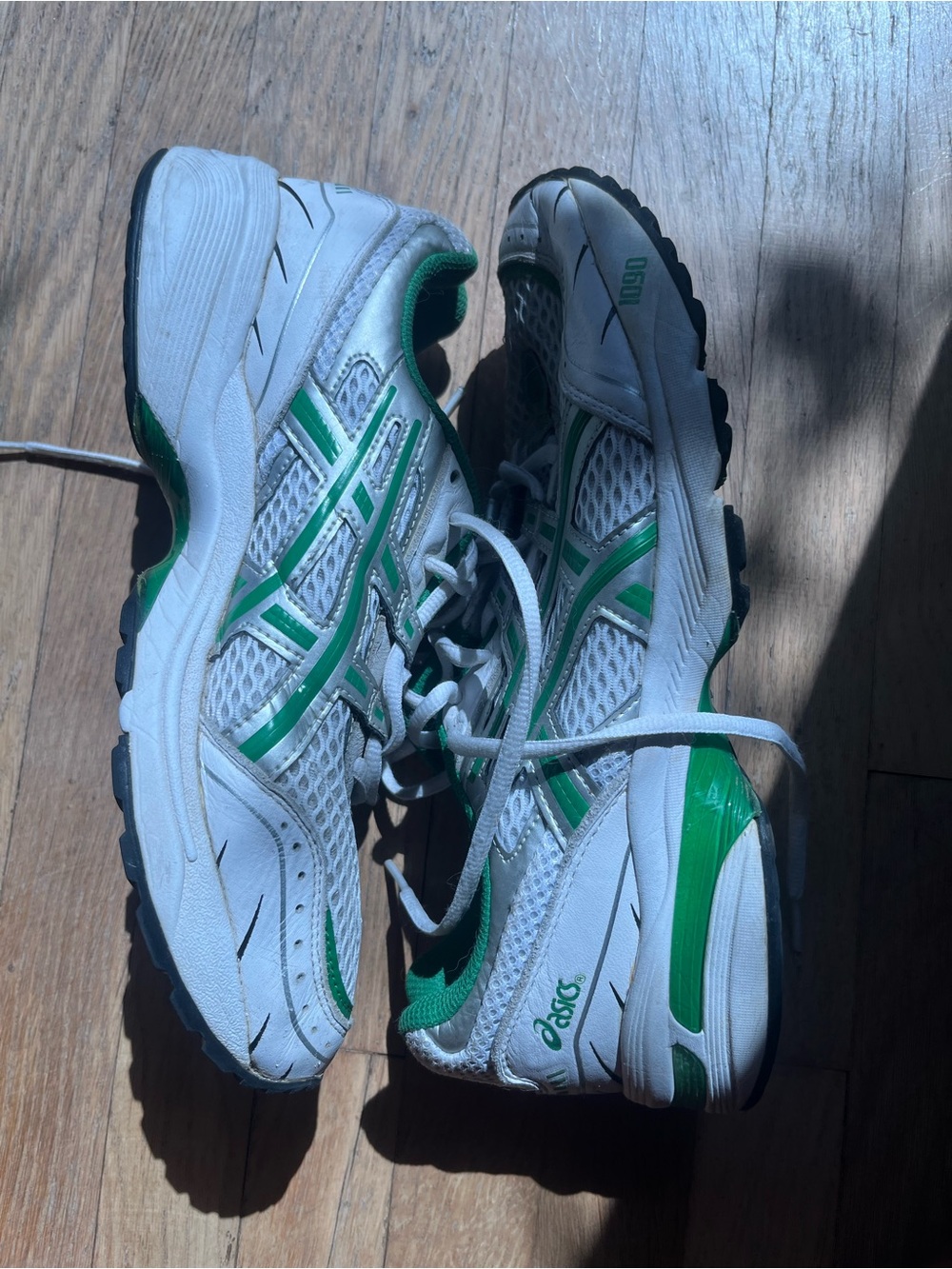 ASICS White & Green Running Shoes